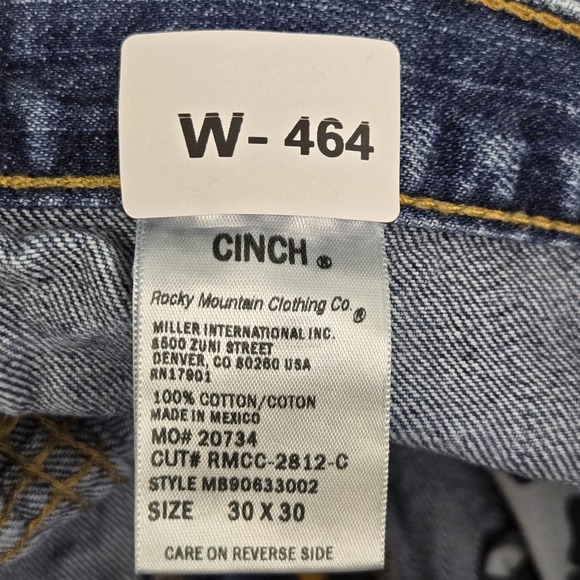 Cinch Men Jeans 30X30 Blue Denim Black Label 002 Rigid Cowboy Taper 28" Inseam - Picture 2 of 11